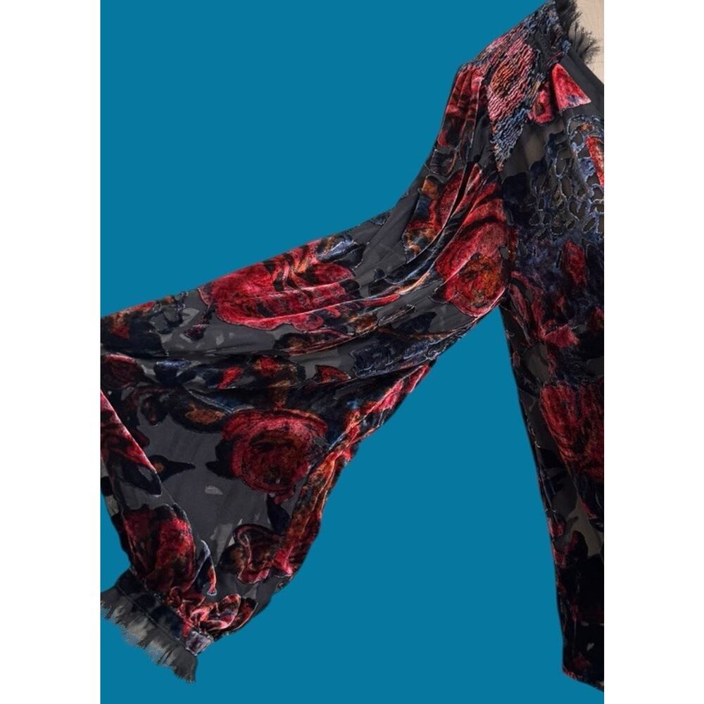 Sundance Primula Velvet Burnout Floral Blouse Silk Blend Size Medium Boho Goth - Picture 5 of 15